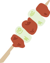 焼き鳥のねぎまの単品イラスト