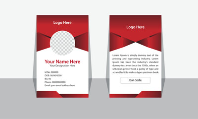 Modern and minimalist id card template | Creative id card design for your company employee. Modern Identity Card With Gradient red and black.