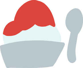 かき氷のカラーイラスト