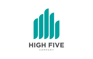 high five abstract building logo template
