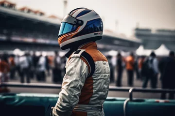 Stickers meubles F1 F1 driver standing up at starting line, generative AI