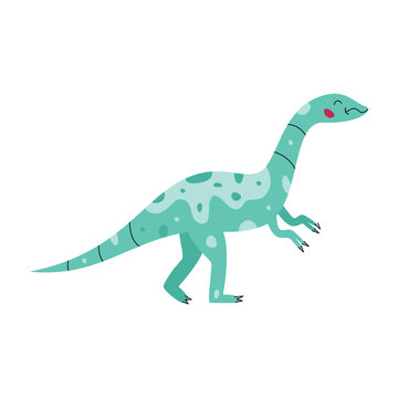 Flat hand drawn vector illustration of plateosaurus dinosaur