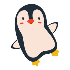 Cute, cartoon penguin bird. Flat vector illustration.