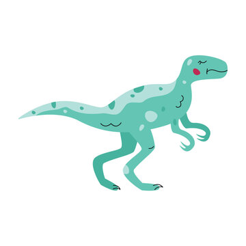 Flat hand drawn vector illustration of velociraptor dinosaur