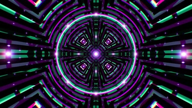 Hypnotic Neon Color Geometric Background VJ Loop