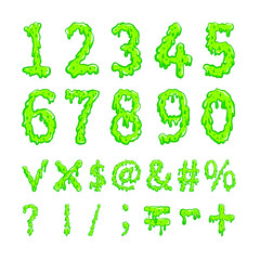 Green slime numbers. Vector clipart.