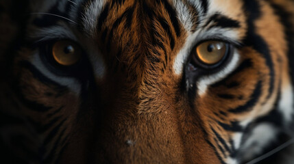 Beautiful photo of a fierce majestic tiger eyes. Generative ai