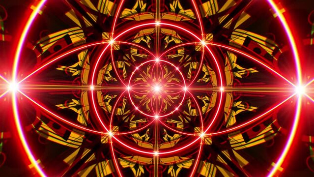 Glowing Red Line Yellow Modern Pattern Background Loop