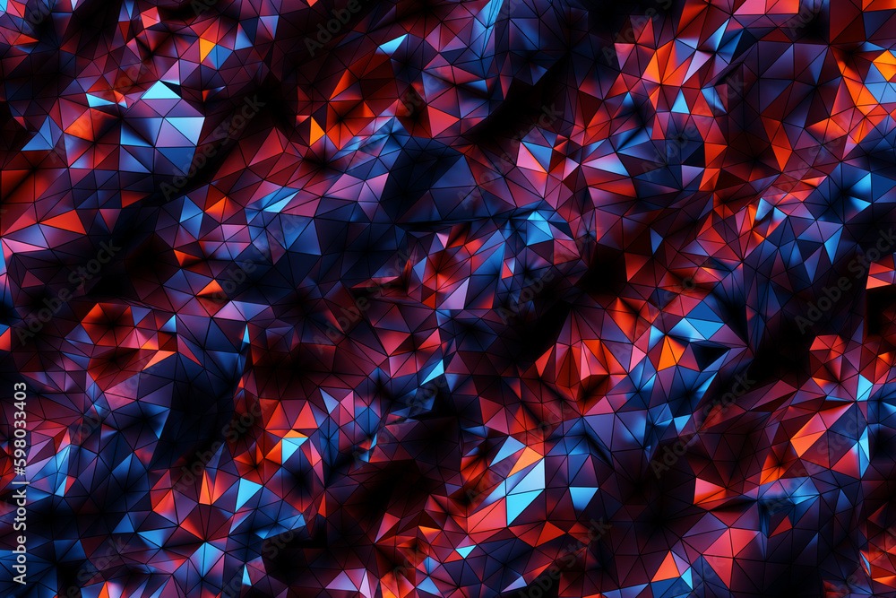 Poster 3d rendering. pattern of triangles of different shapes. minimalistic pattern of simple shapes, simil