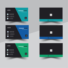 Creative modern name card and business card, black Minimal Business Card Mockup, Portrait and landscape orientation.	