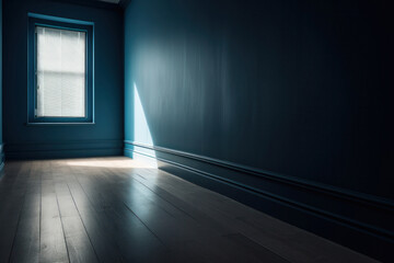 Serene Blue Room with Minimalistic Wall