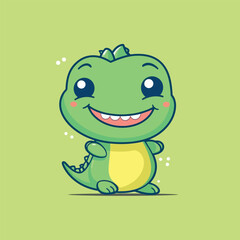 Cute kawaii crocodile chibi mascot vector cartoon style