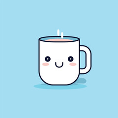 Cute kawaii cup chibi mascot vector cartoon style