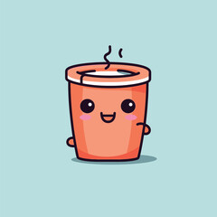 Cute kawaii cup chibi mascot vector cartoon style