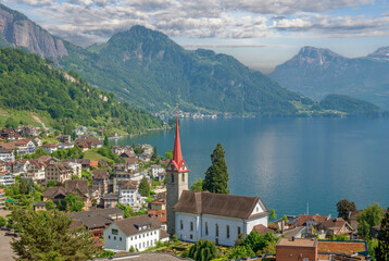 Fototapeta premium Weggis am Vierwaldstättersee,Kanton Luzern,Schweiz