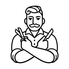 Retro style barber character logo