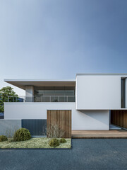 Architecture 3d rendering illustration of minimal modern house 