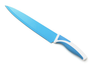 Top view of blue kitchen knife