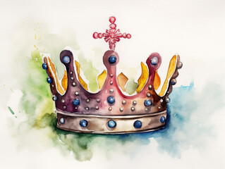 Crown colourful watercolour, King's Crown, King's Coronation