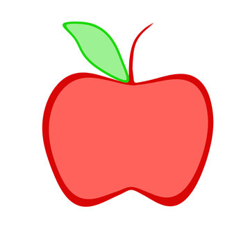 red apple with leaf cartoon art 