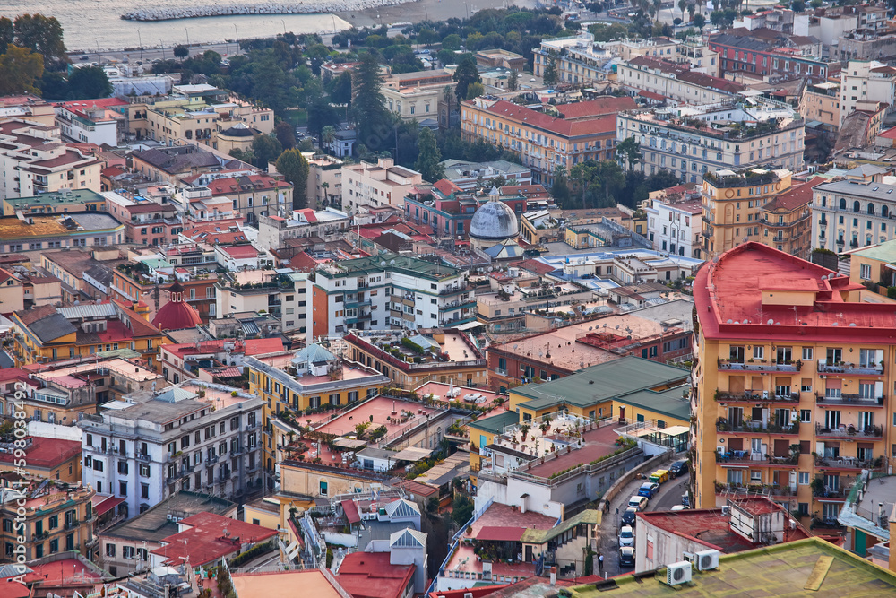 Wall mural Aerial view of the historic center of Naples