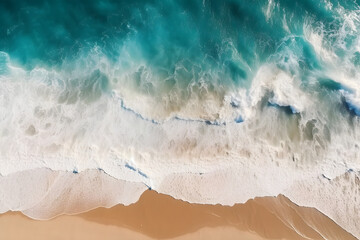 Fototapeta na wymiar A background o ocean waves as a background. Top down view of blue sea water.