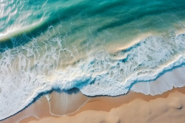 Fototapeta na wymiar A background o ocean waves as a background. Top down view of blue sea water.