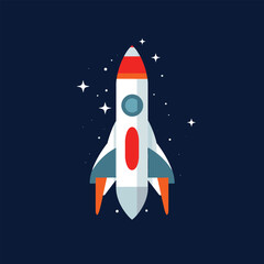 Spacecraft rocket vector cartoon flat style