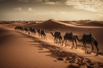 Journeying through the Sahara: A Camel Caravan Adventure, generative ai