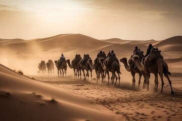 Journeying through the Sahara: A Camel Caravan Adventure, generative ai