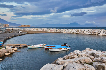 Row boats along the coast of Naples, Campania