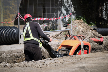 Public utility worker are replacing the water supply and sewerage system in the city.