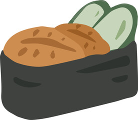 Japanese gunkan sushi roll sea ​​urchin vector flat illustration