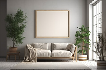 A nice potted soft sofa and frame design Scandinavian interiors. Creating Artificial Intelligence