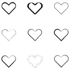 set of hearts on white background ILLUSTRATION HAND MADE 