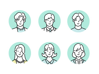 business person working in company avatar icon set illustration