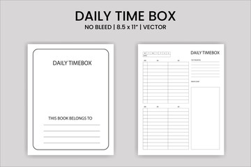 Daily time box logbook, note book, tracker, low content kdp planner