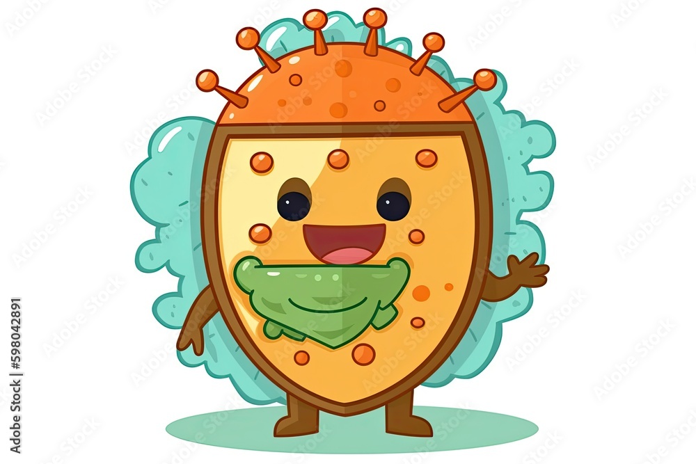 Poster cheerful cartoon character with a big grin. Generative AI Generative AI