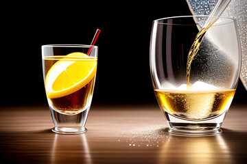 splash of drink in a beautiful crystal glass