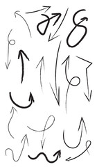 set of arrows hand made vector with brush 