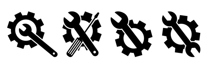 maintenance icon with screwdriver and gear vector isolated white