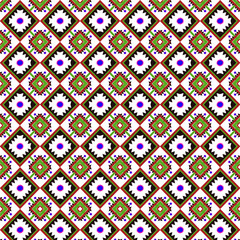 Vector of Thai Cloth Pattern which has green and purple color on pattern.