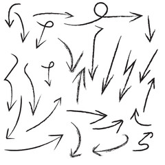 black  arrows set hand made with brush on white background eps 10 vector 