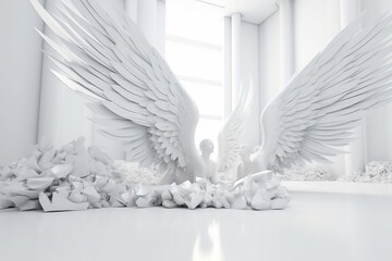 modern angelic white background. AI Generated.