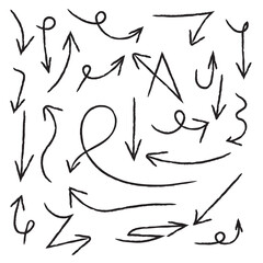 arrows set hand made with brush on white background vector 