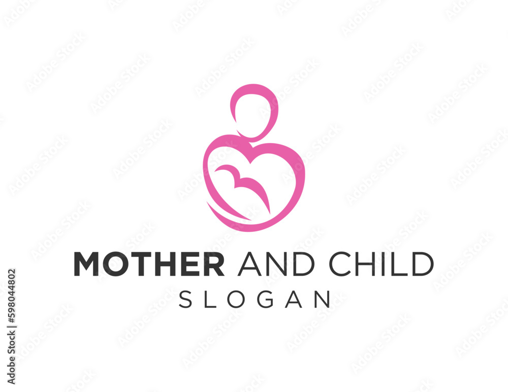 Poster logo design about mother and baby on a white background. created using the coreldraw application.