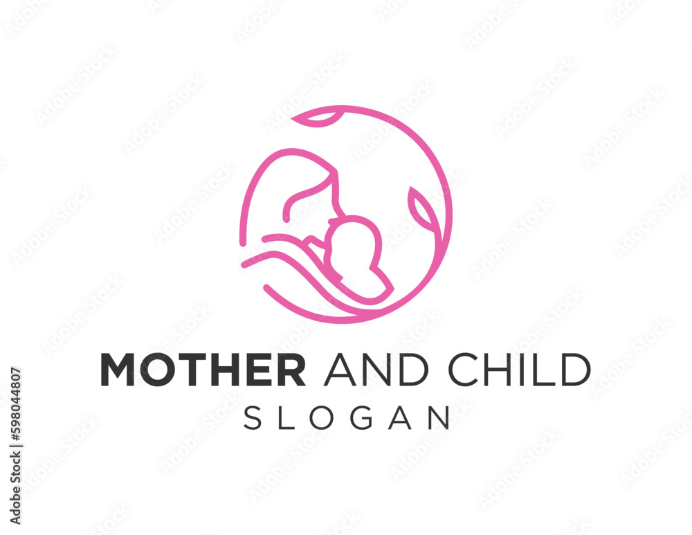 Poster logo design about mother and baby on a white background. created using the coreldraw application.