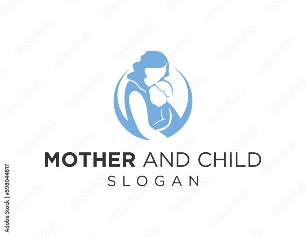 Poster logo design about mother and baby on a white background. created using the coreldraw application.