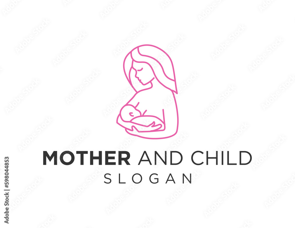 Poster logo design about mother and baby on a white background. created using the coreldraw application.