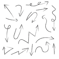 Arrows set hand made with brush vector 